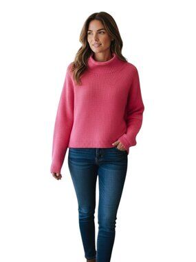 J. Crew Always Cotton Pink Roll Neck Long Sleeve Sweater